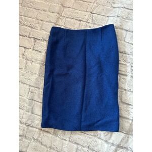 Women's European TATUUM 38 Blue Wool Blend Straight Pencil Skirt